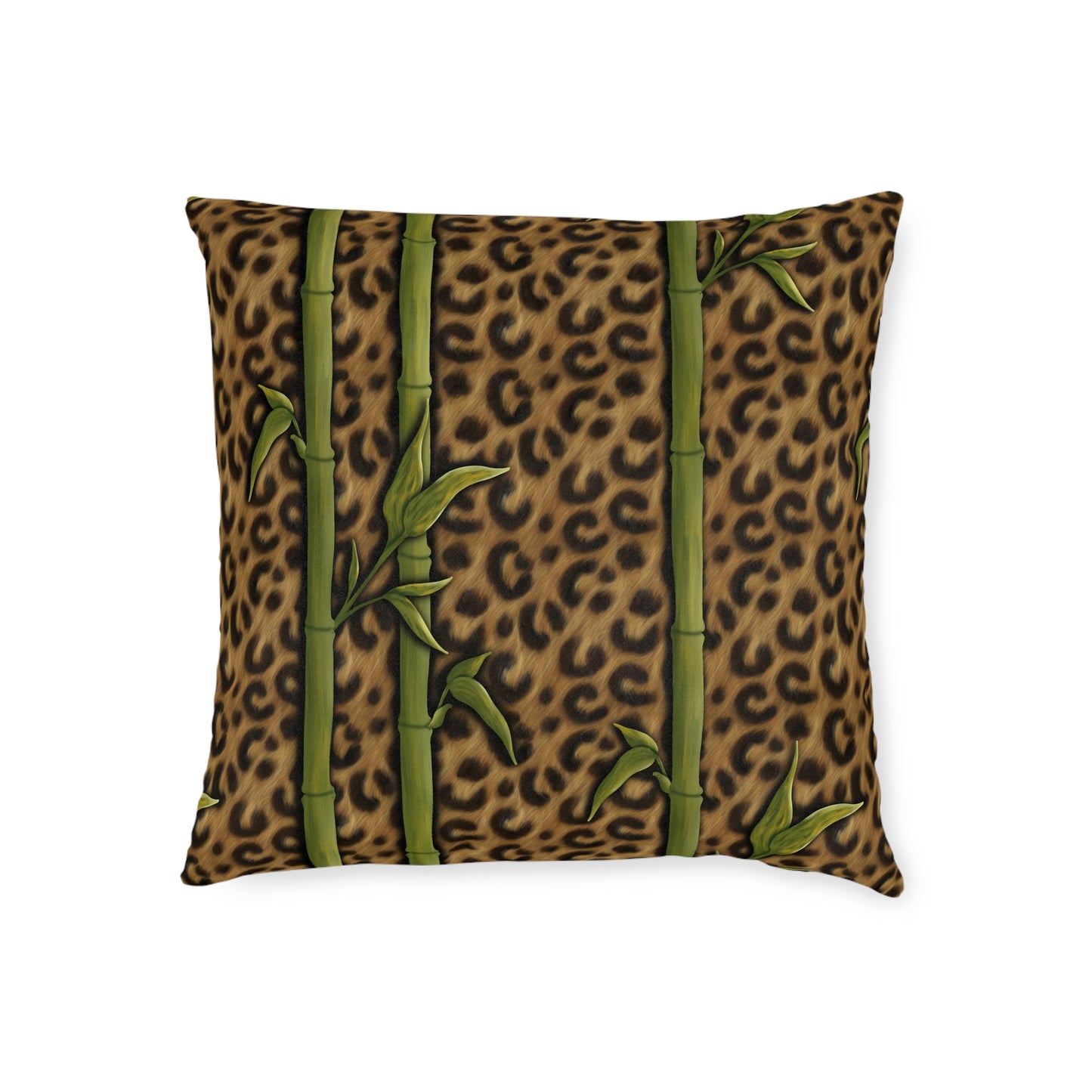 Leopard Luxe & Bamboo Square Cushion