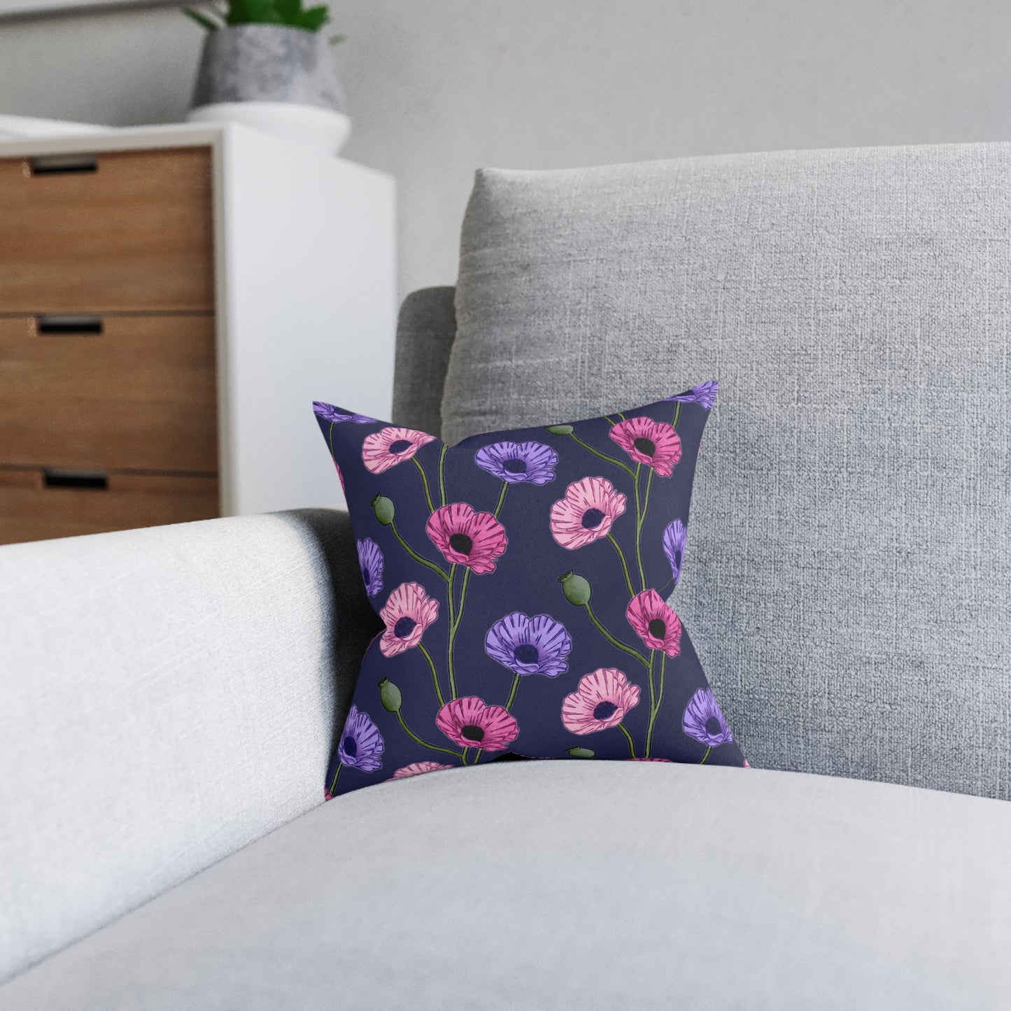 Painted Poppies Square Cushion