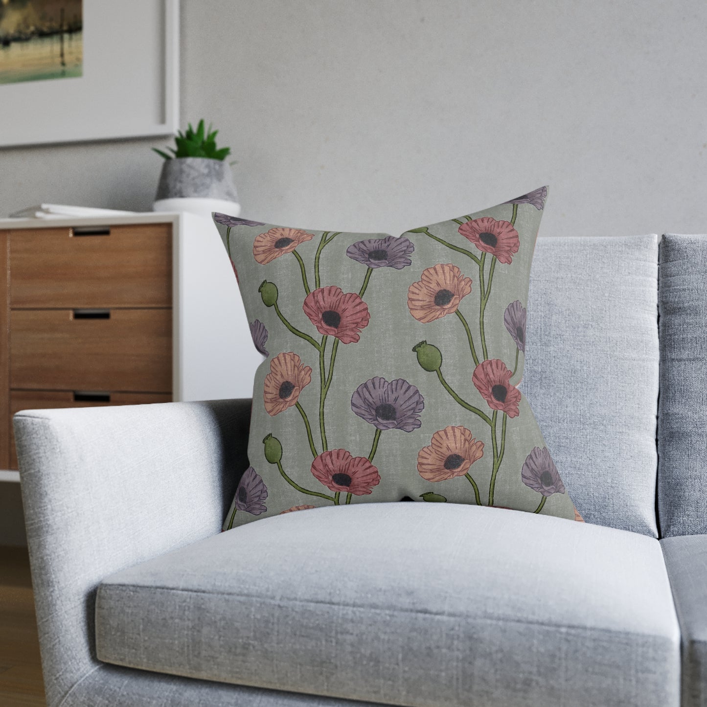 Painted Poppies Square Cushion