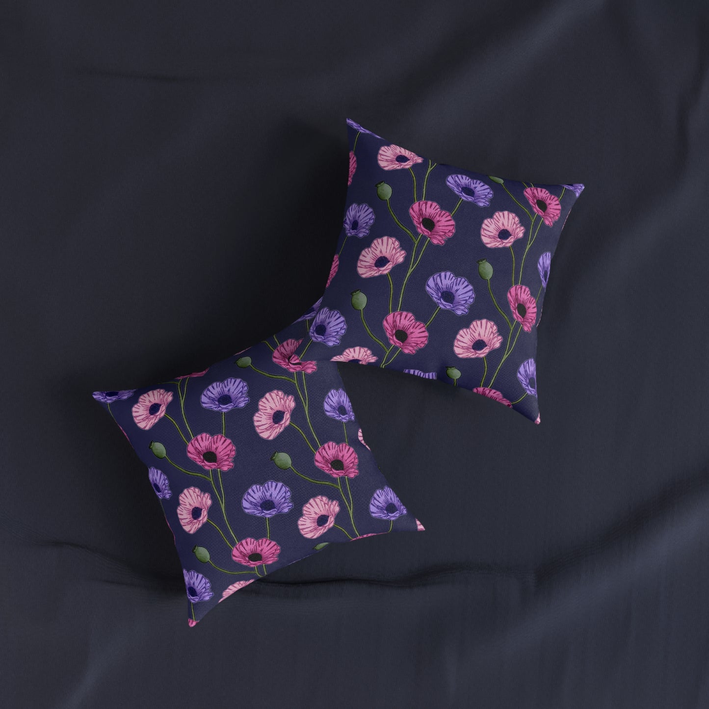 Painted Poppies Square Cushion