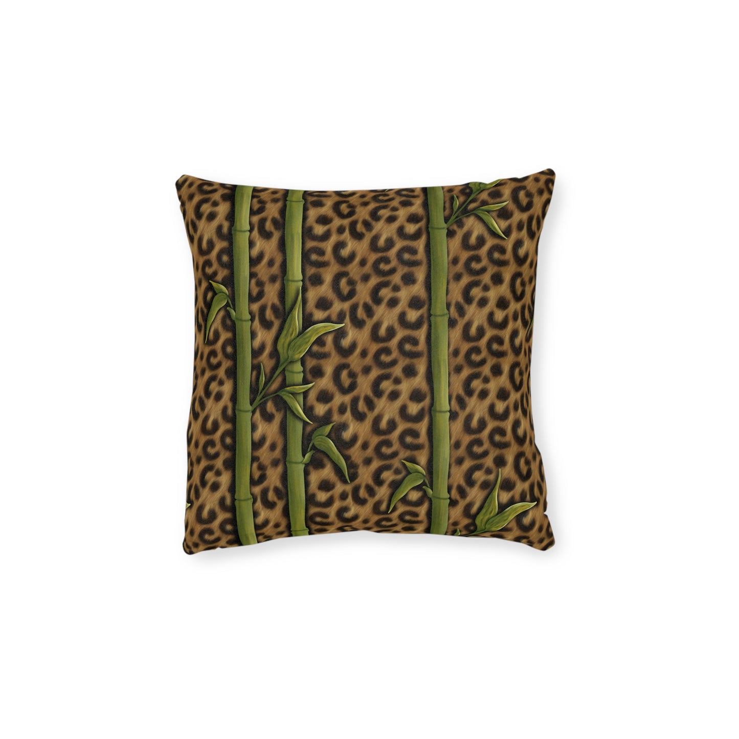 Leopard Luxe & Bamboo Square Cushion