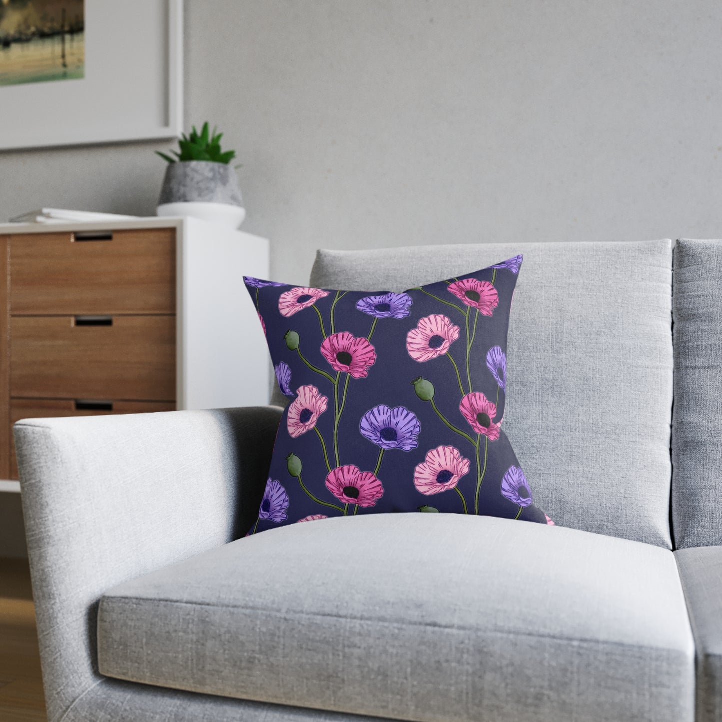 Painted Poppies Square Cushion