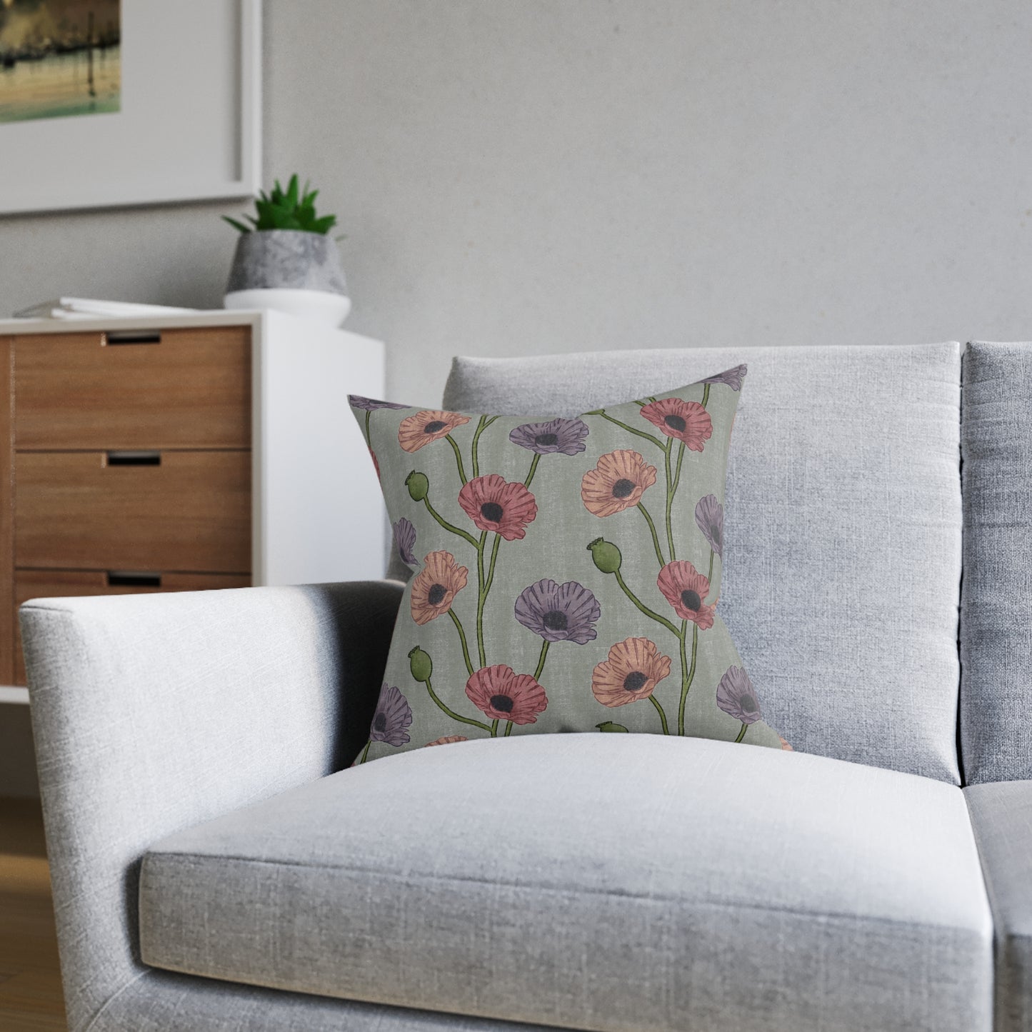 Painted Poppies Square Cushion