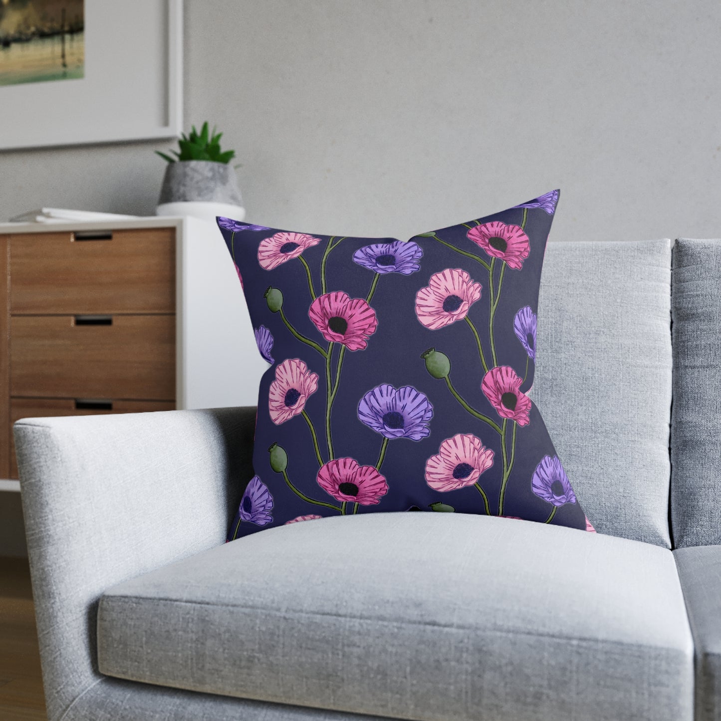 Painted Poppies Square Cushion