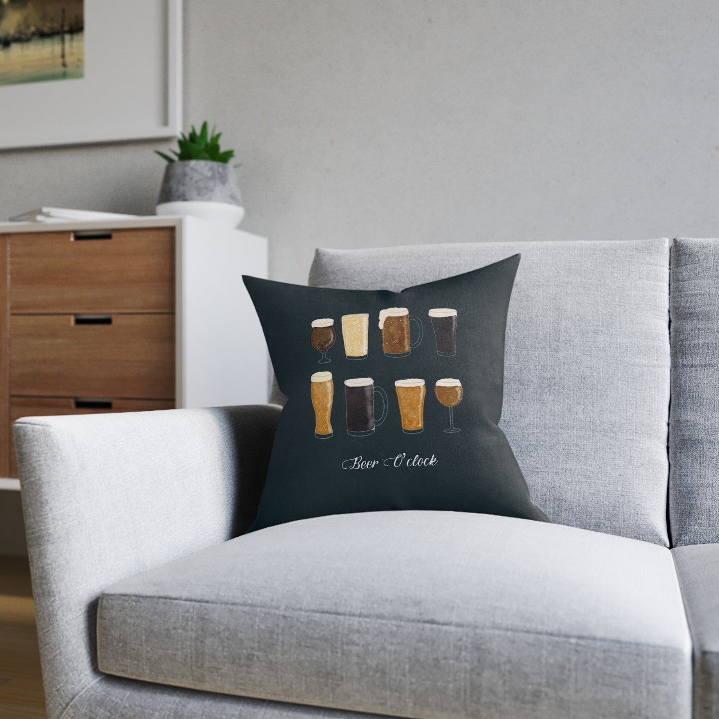 Beer O'Clock Square Cushion
