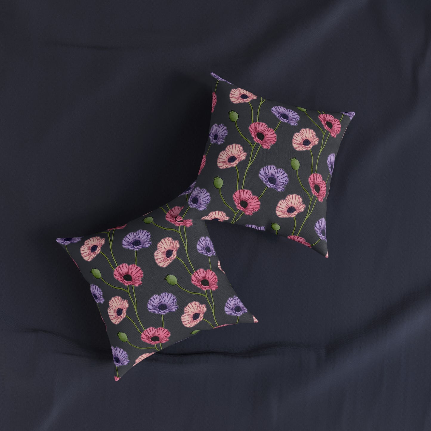 Painted Poppies Square Cushion