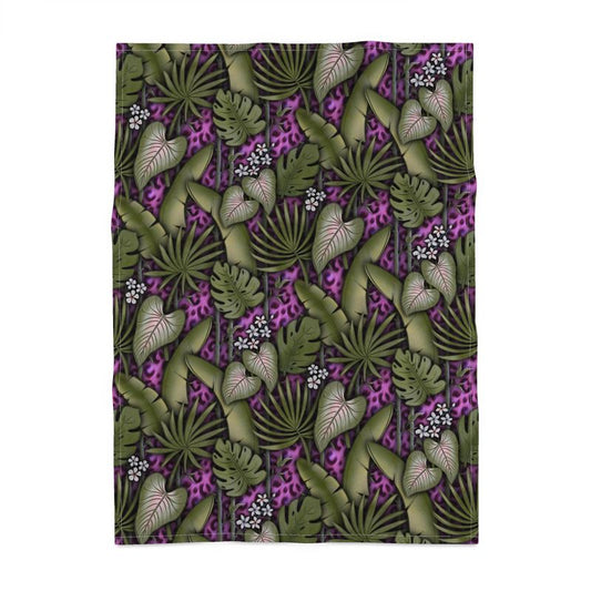 In the Midnight Jungle (Purple Leopard) Tea Towel