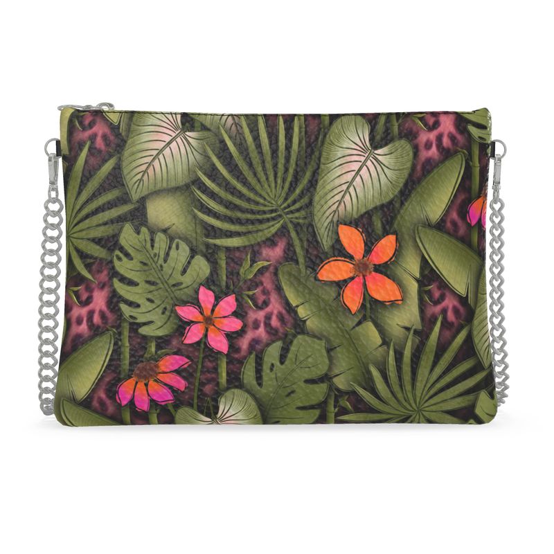 In the Jungle (Pink Leopard) Crossbody Bag With Chain