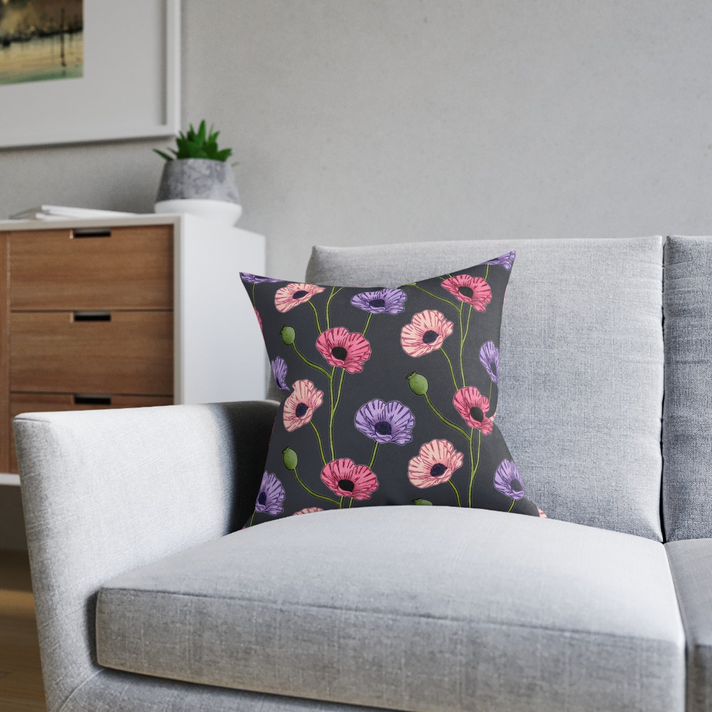 Painted Poppies Square Cushion