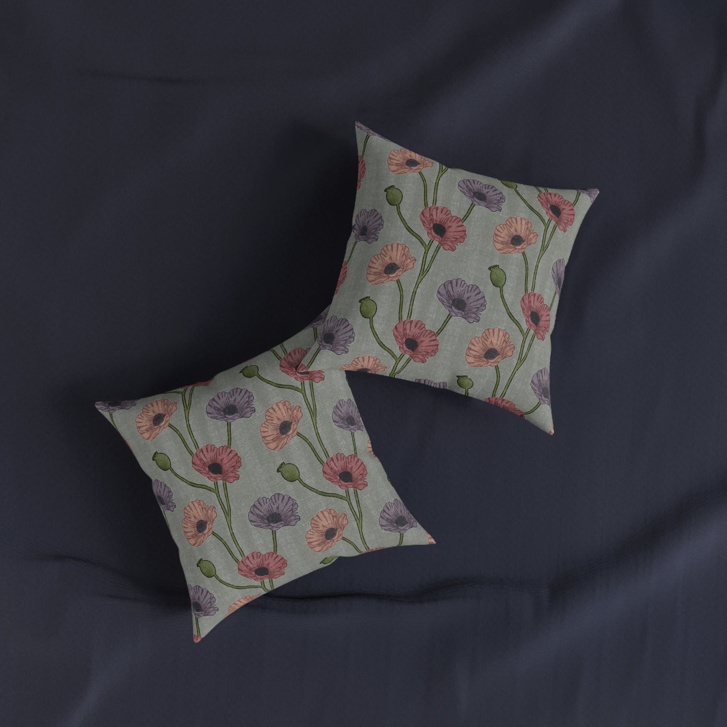 Painted Poppies Square Cushion