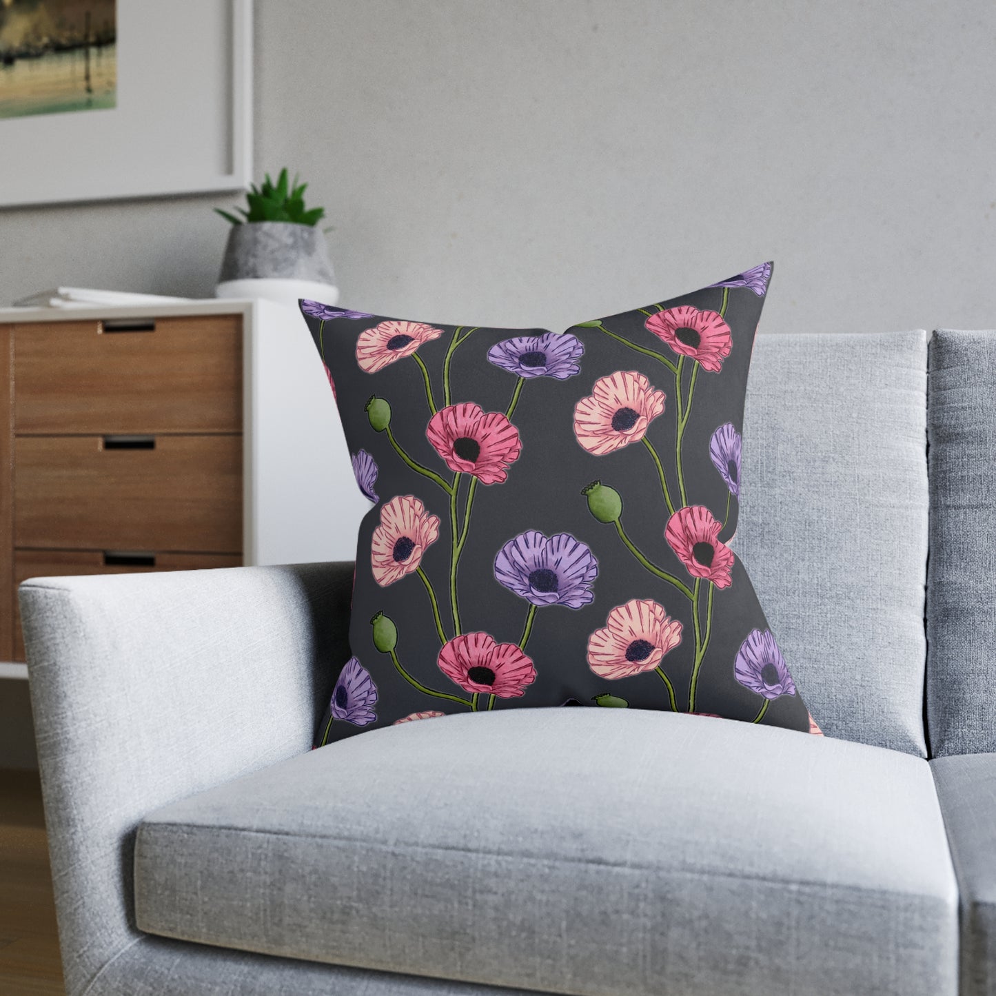 Painted Poppies Square Cushion