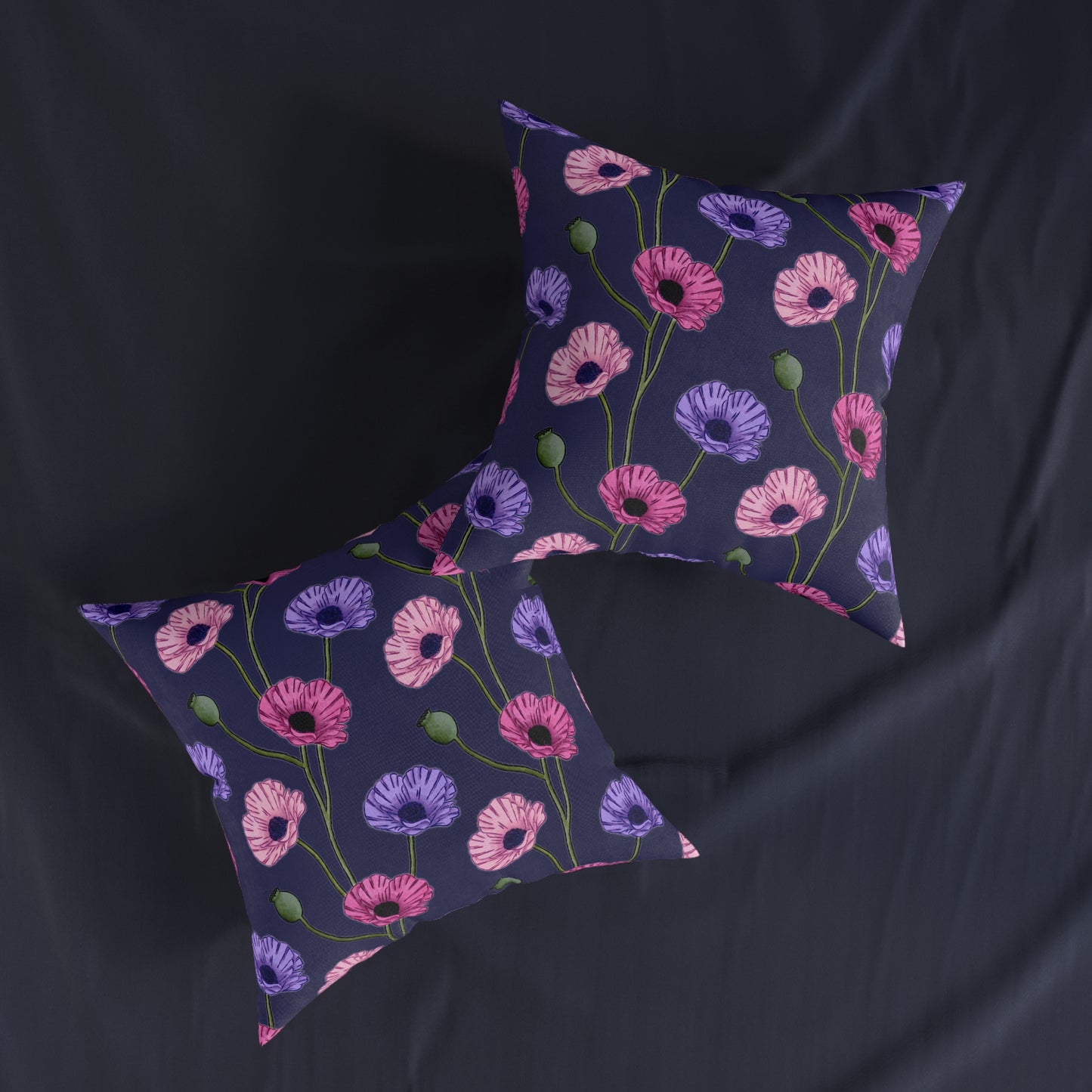 Painted Poppies Square Cushion