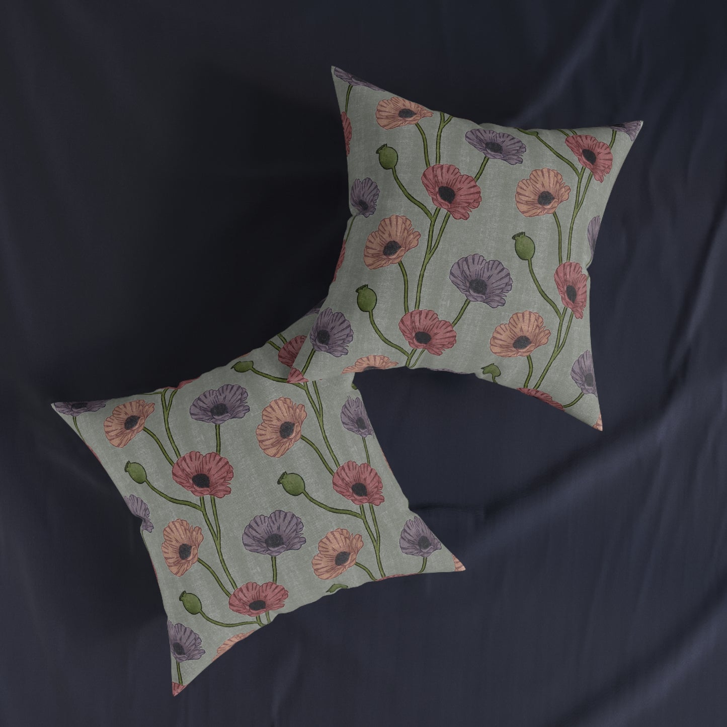 Painted Poppies Square Cushion