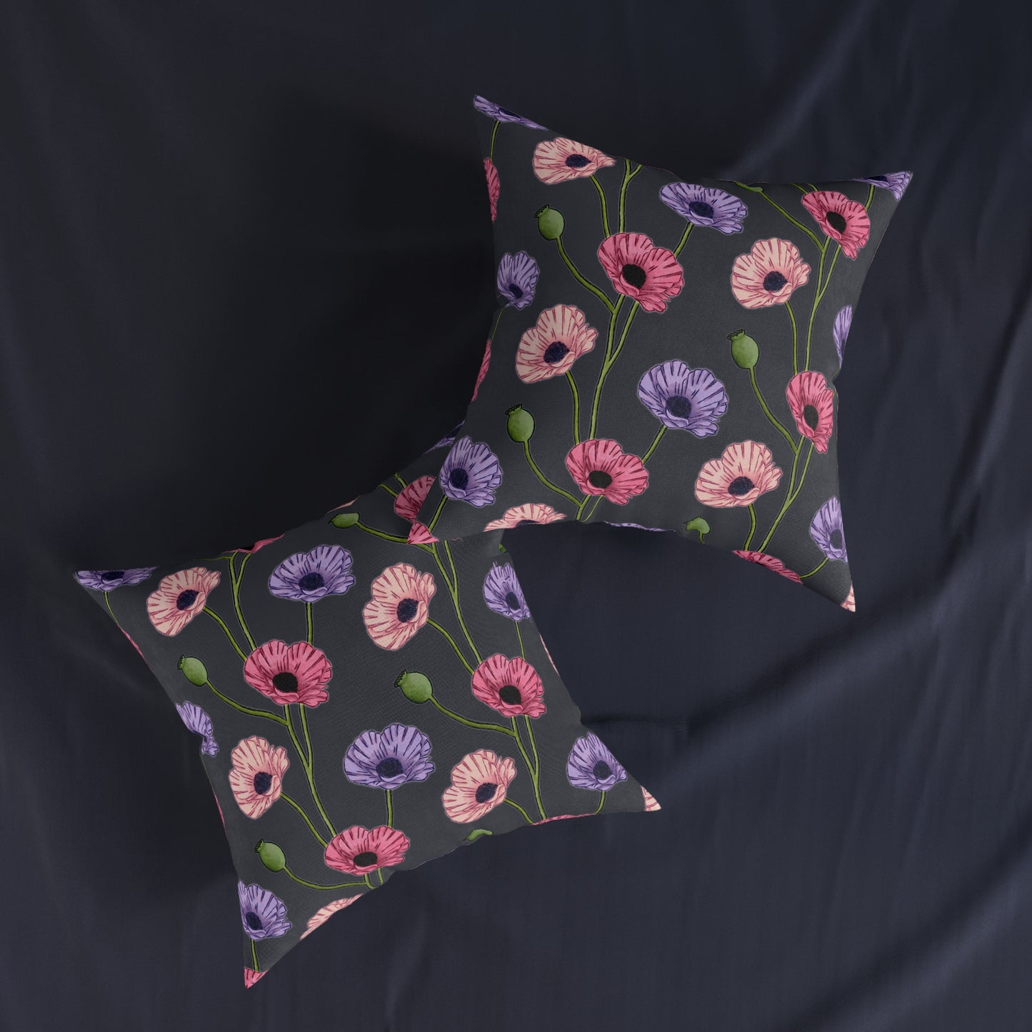 Painted Poppies Square Cushion