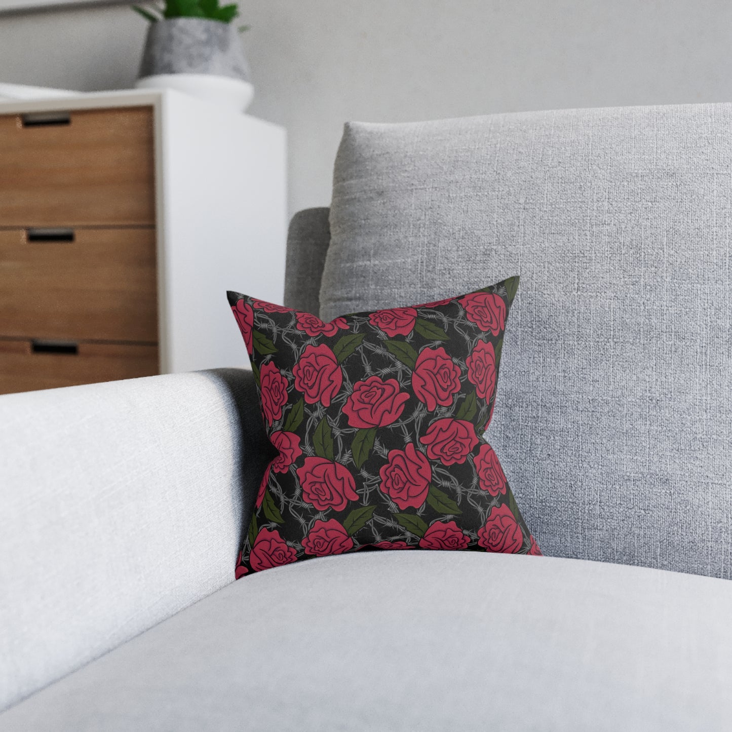 Barbed Rose Square Cushion