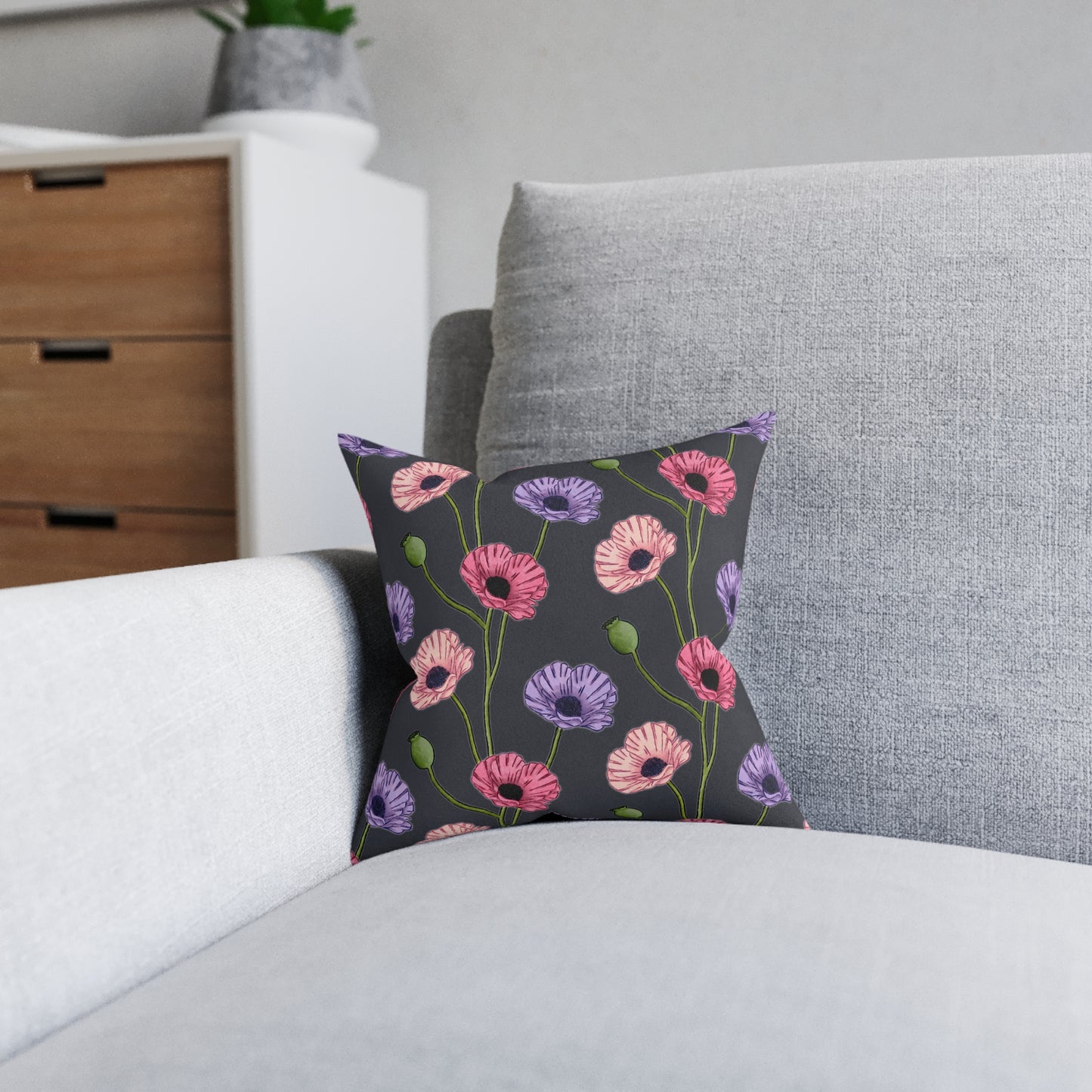 Painted Poppies Square Cushion