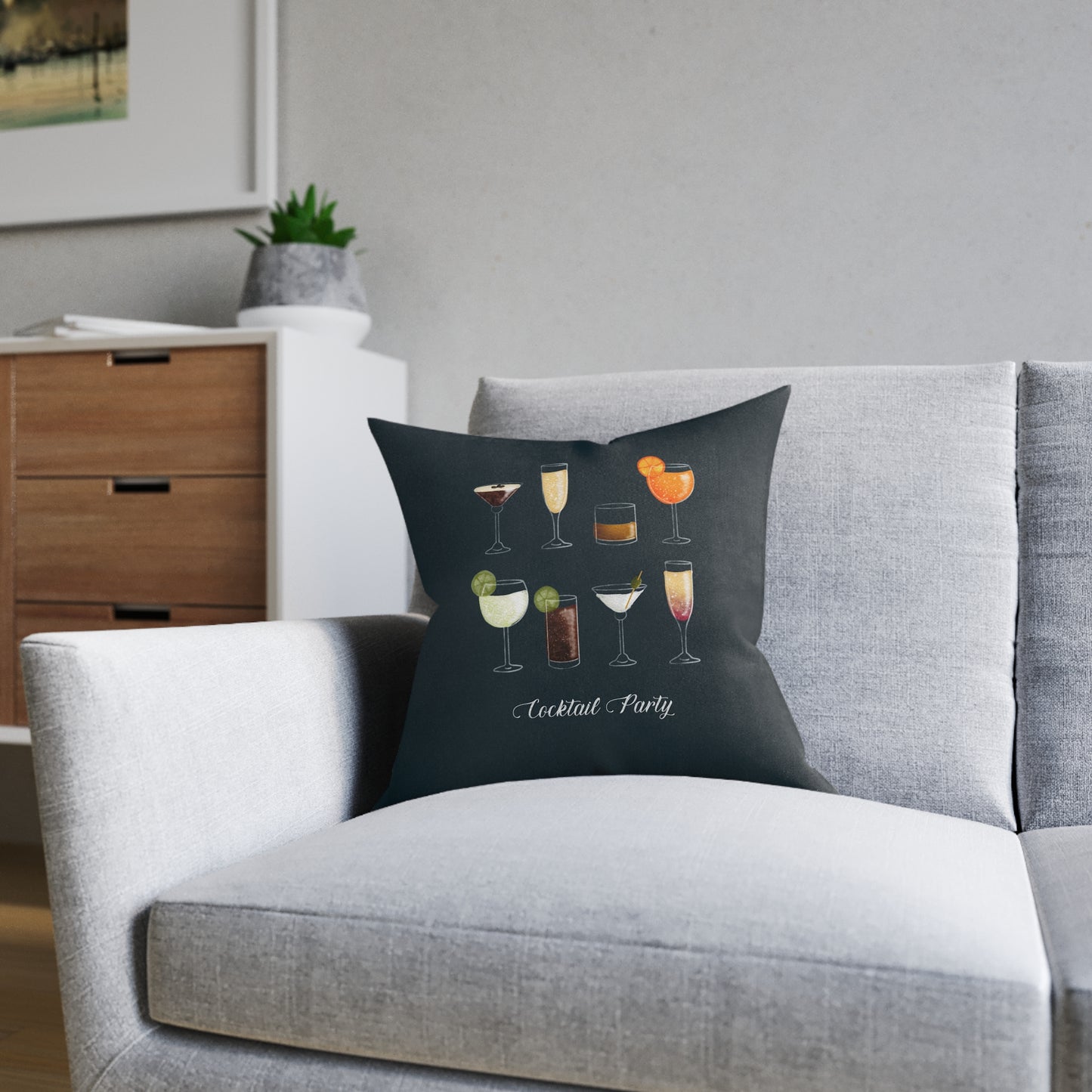 Cocktail Party Square Cushion