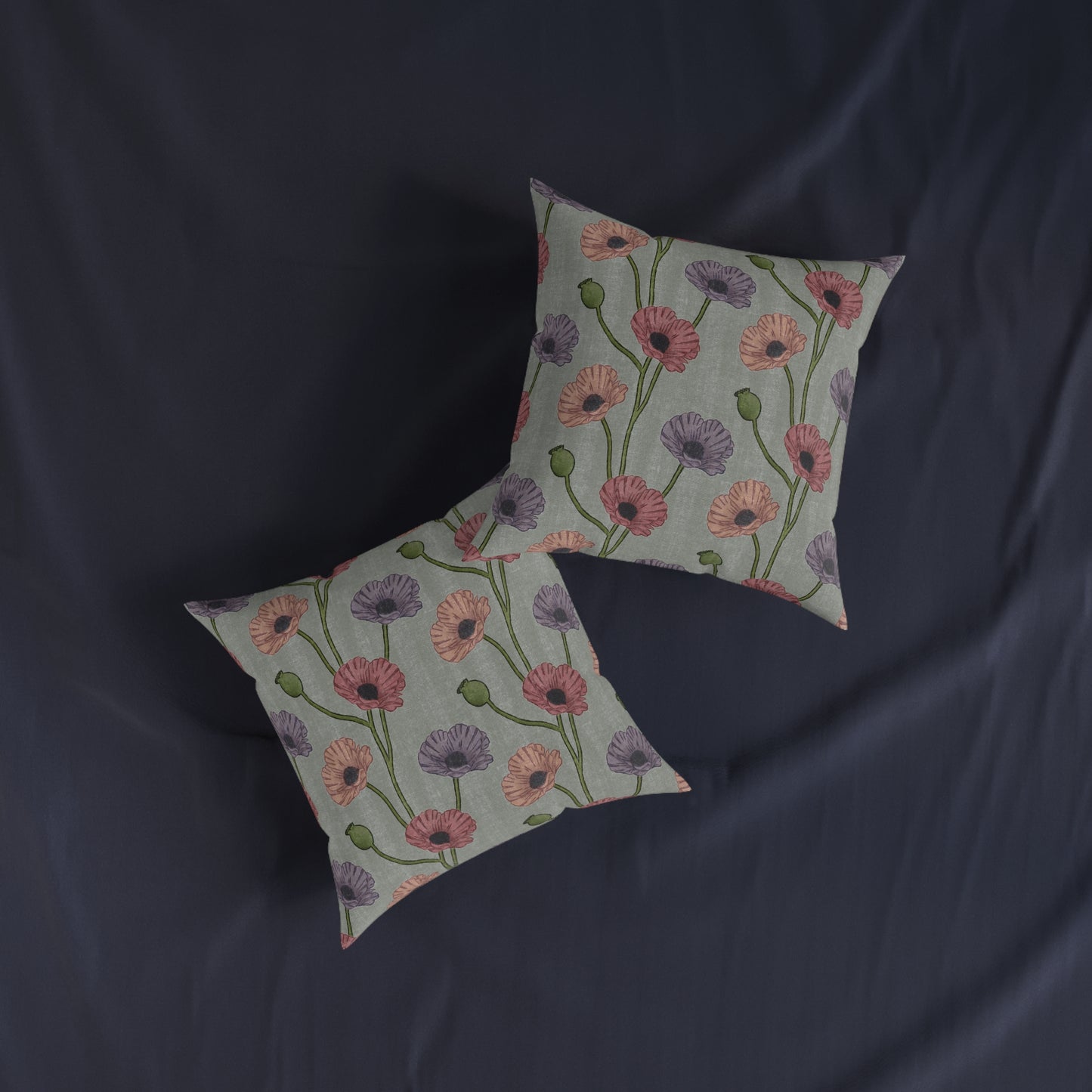 Painted Poppies Square Cushion