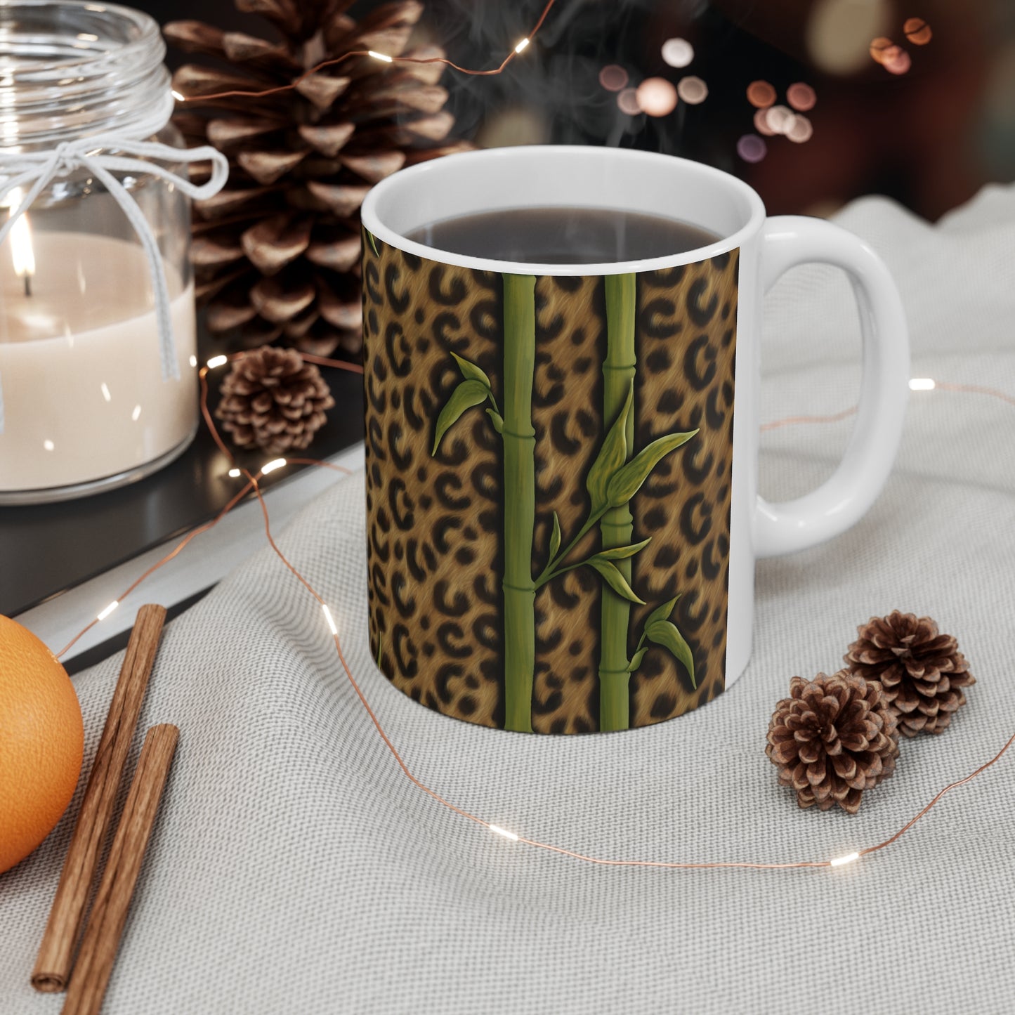 Leopard Luxe & Bamboo 11oz Ceramic Mug