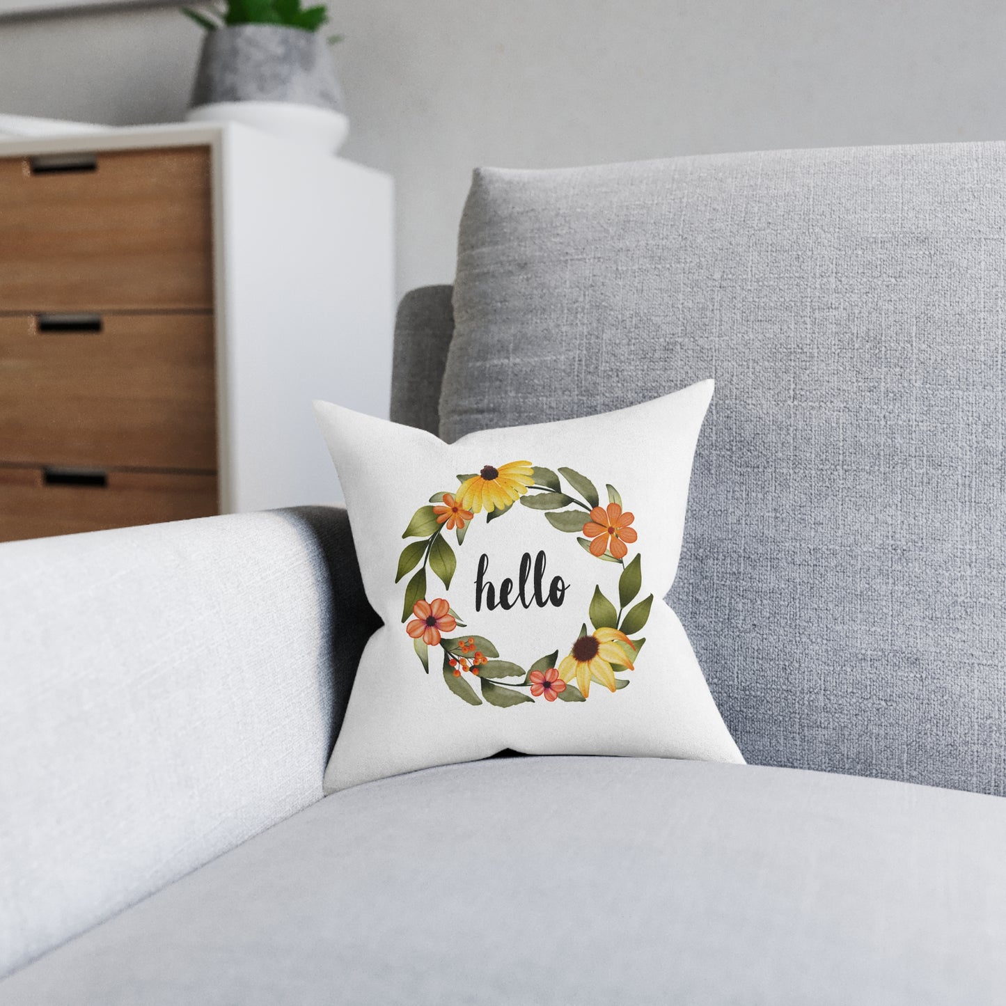 Wild & Free Wreath Square Cushion