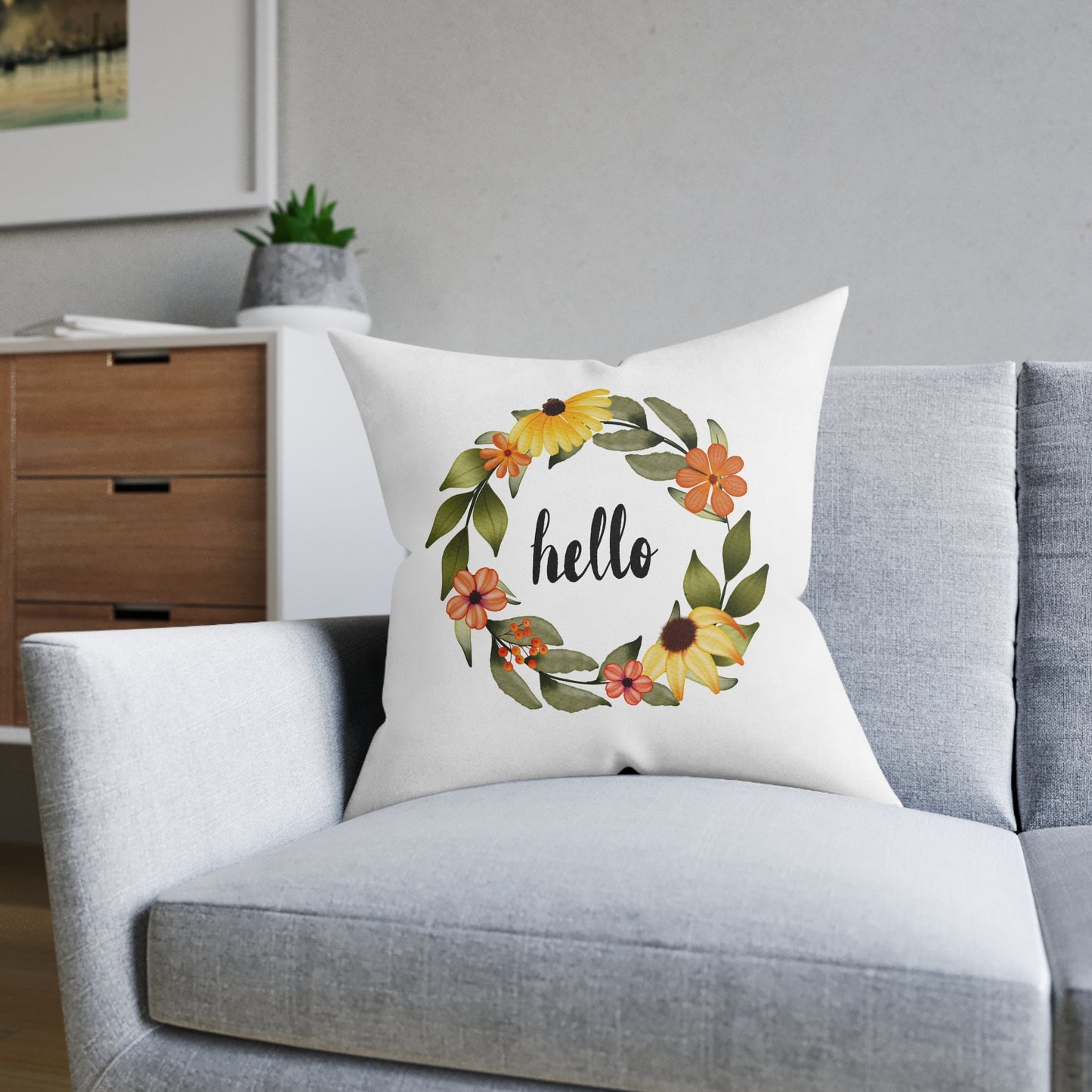 Wild & Free Wreath Square Cushion