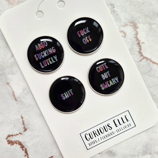 Cute but Sweary Button Magnets