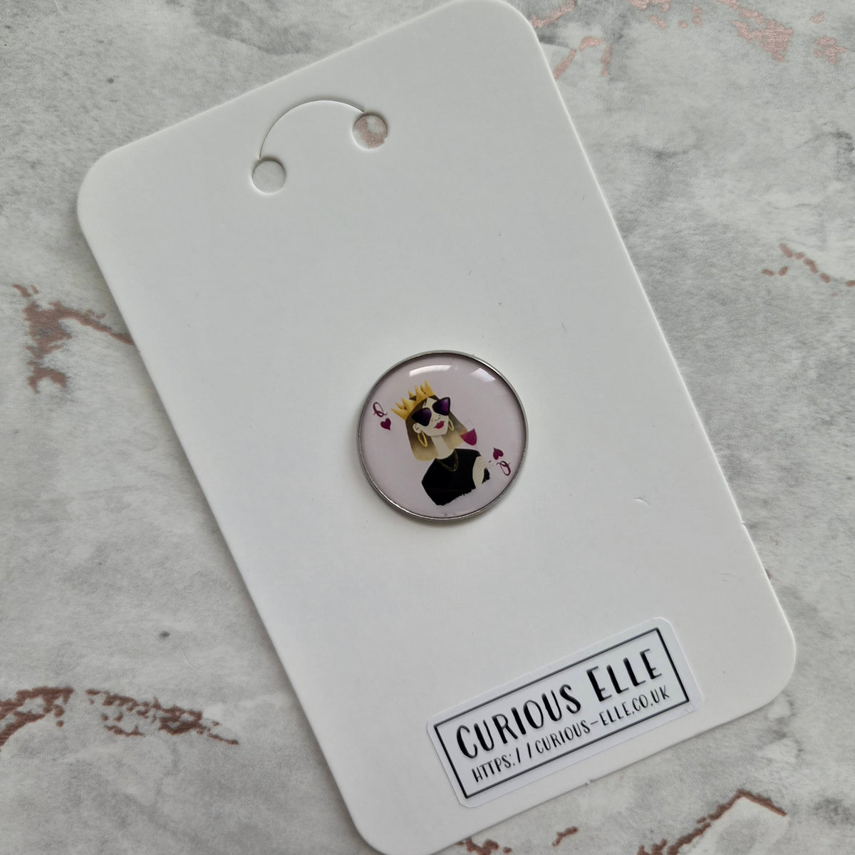 Queen of Hearts Button Pin