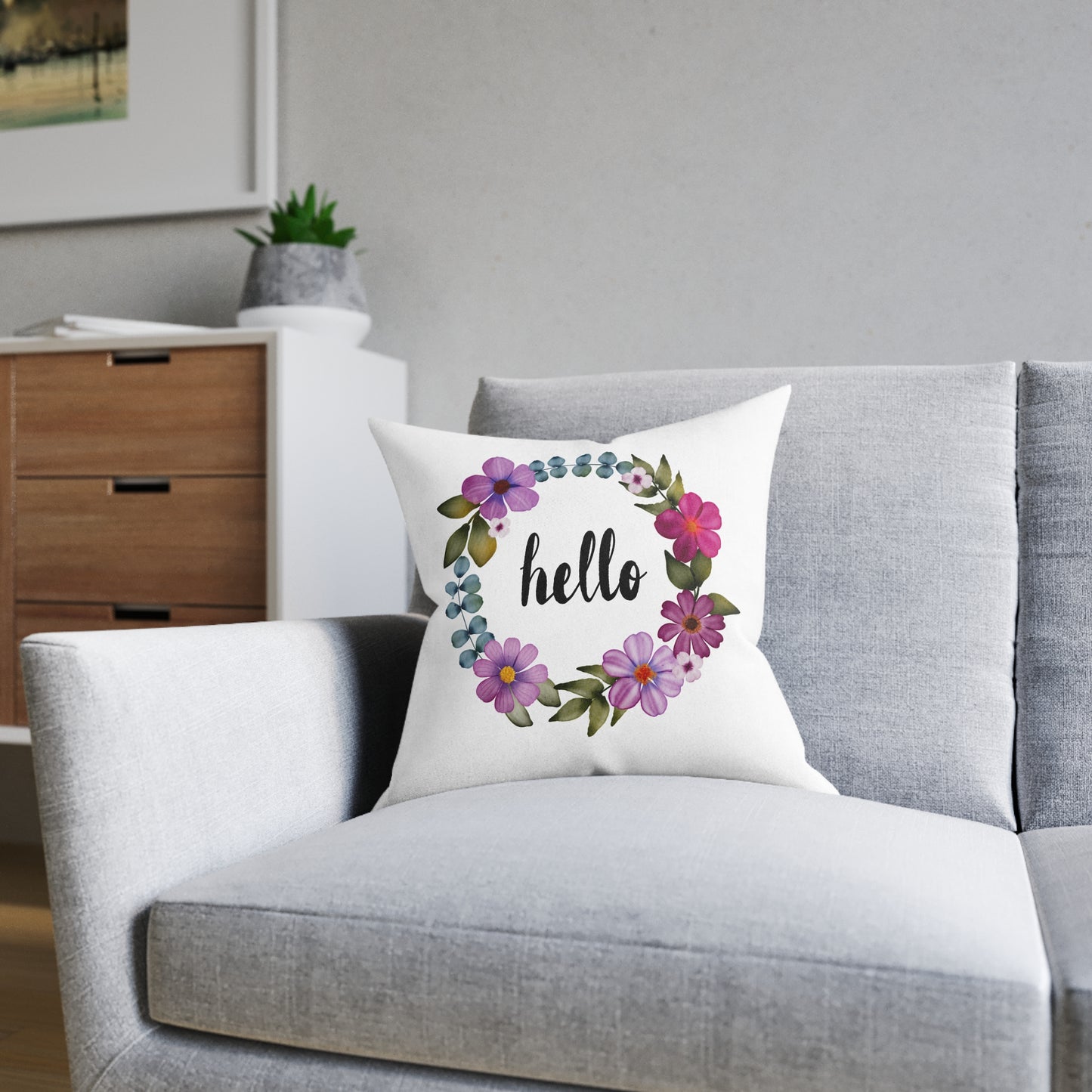 Wild & Free Wreath Square Cushion