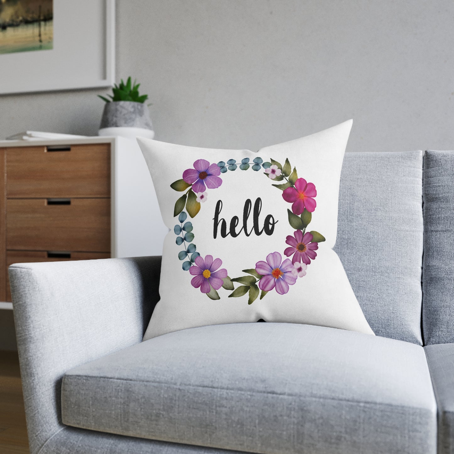 Wild & Free Wreath Square Cushion