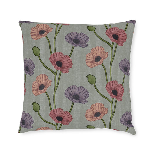 Painted Poppies Square Cushion