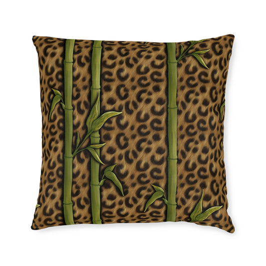 Leopard Luxe & Bamboo Square Cushion