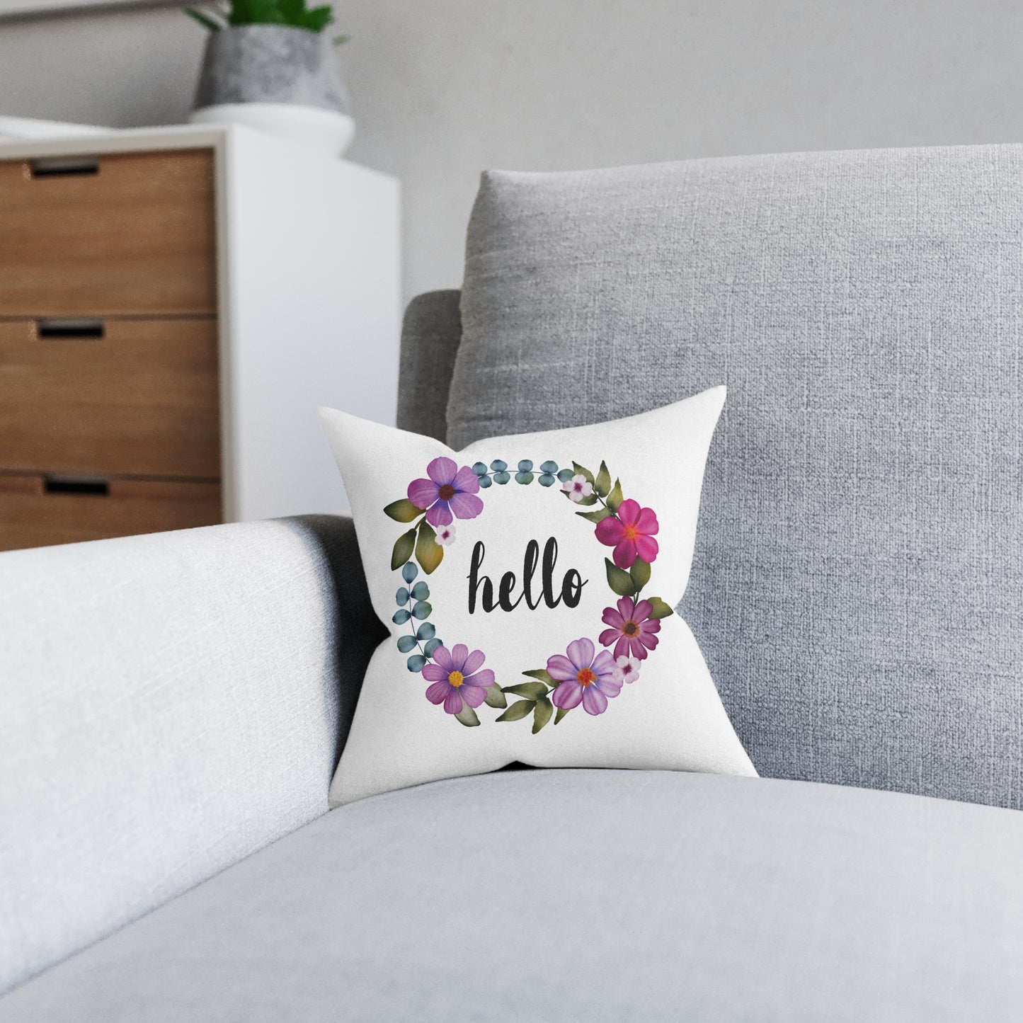 Wild & Free Wreath Square Cushion