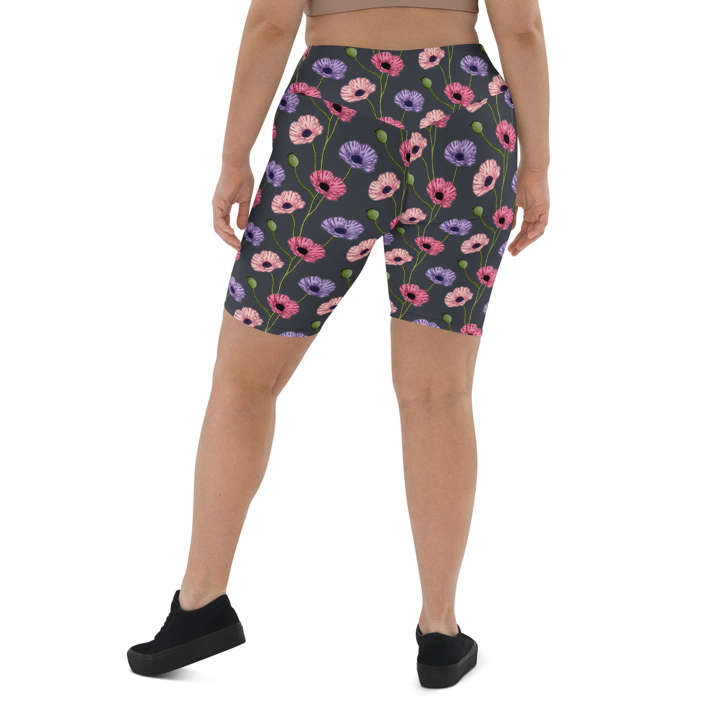 Painted Poppies Biker Shorts