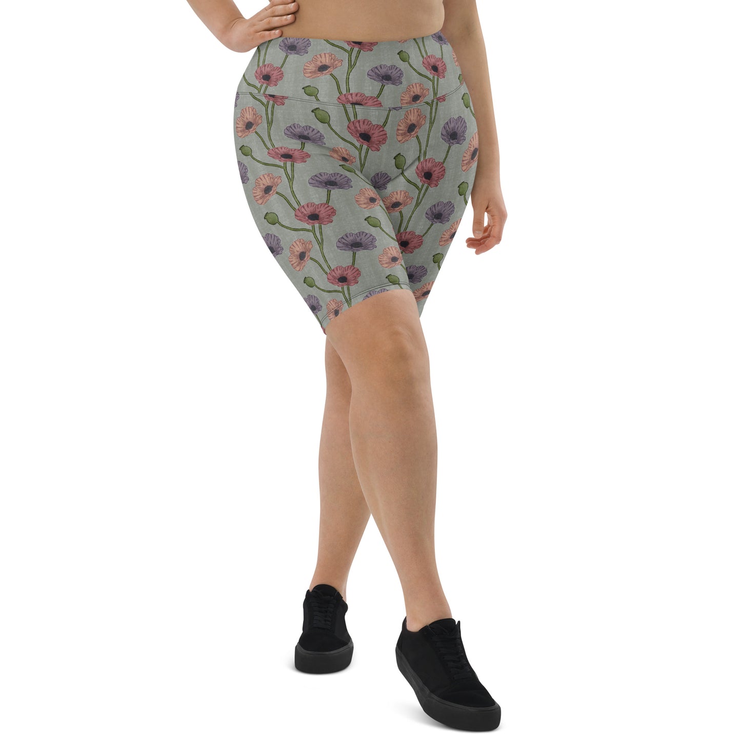 Painted Poppies Biker Shorts