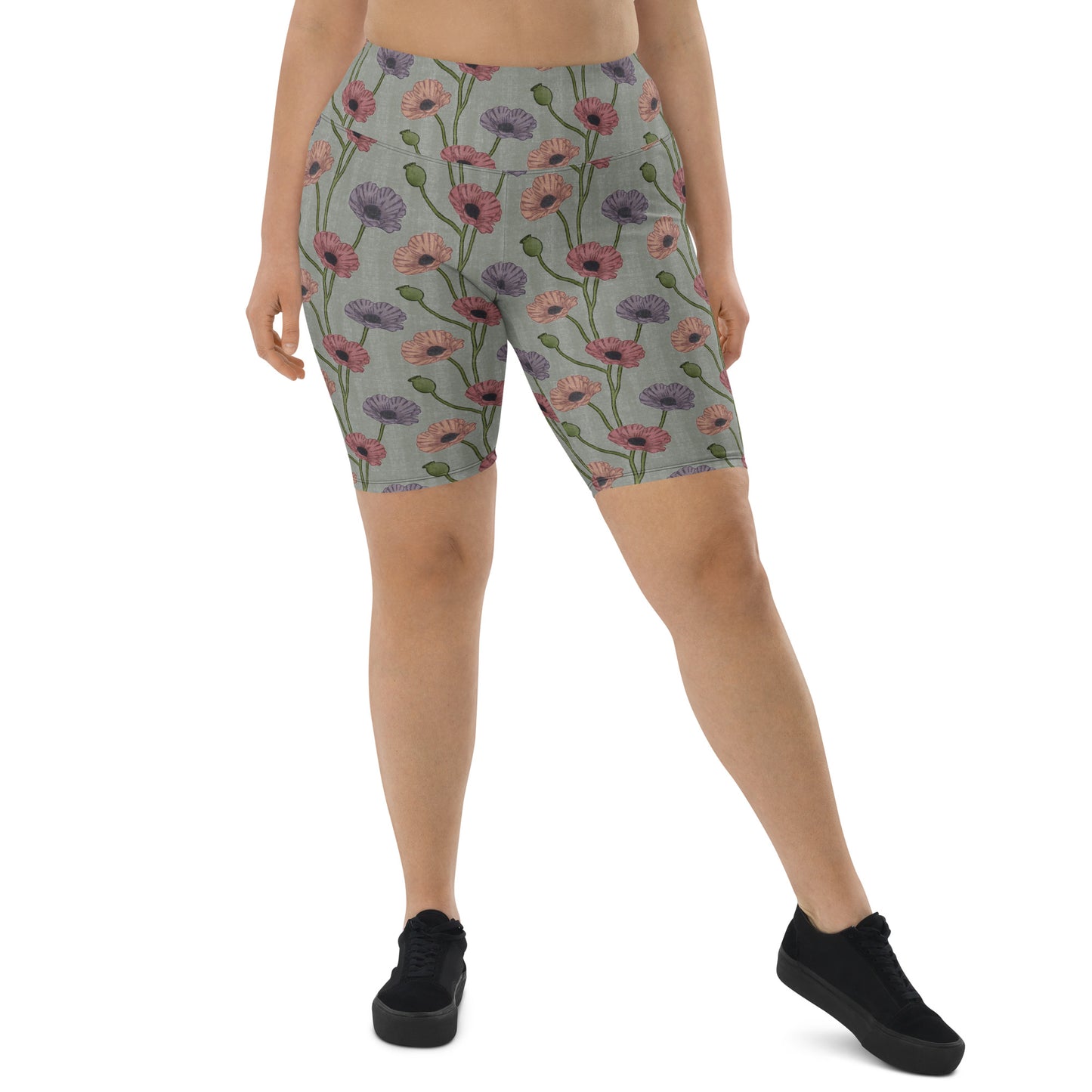 Painted Poppies Biker Shorts