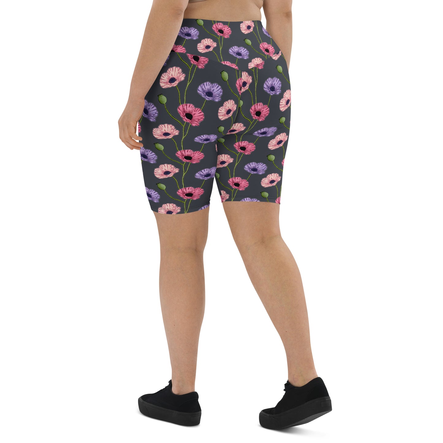 Painted Poppies Biker Shorts