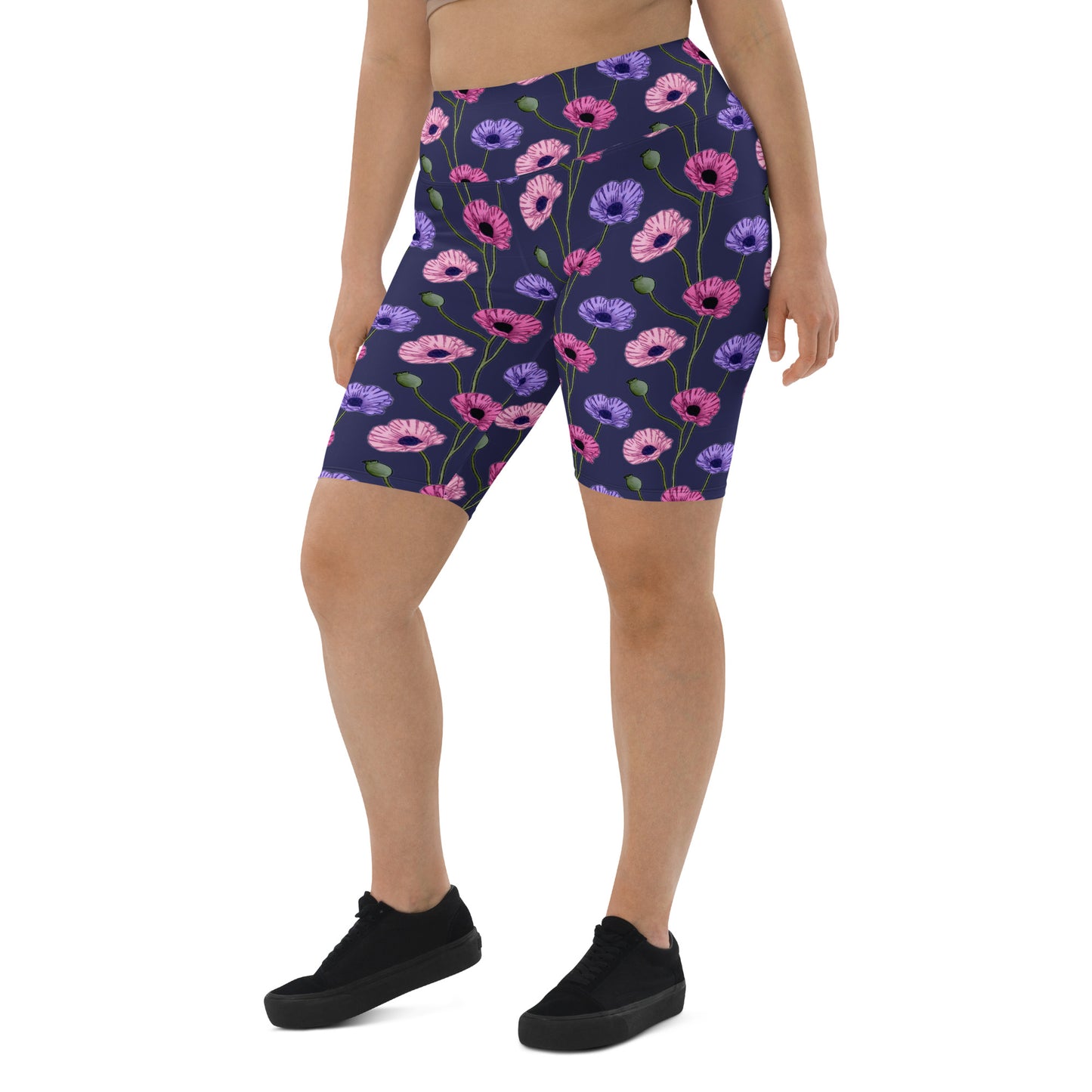 Painted Poppies Biker Shorts