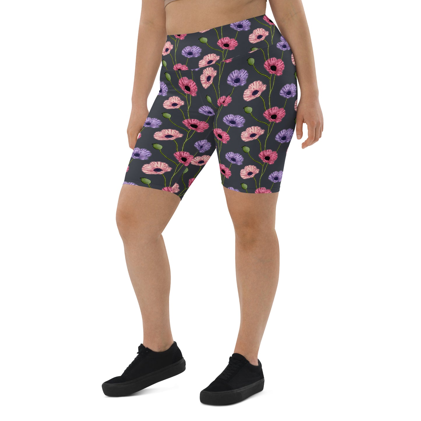 Painted Poppies Biker Shorts