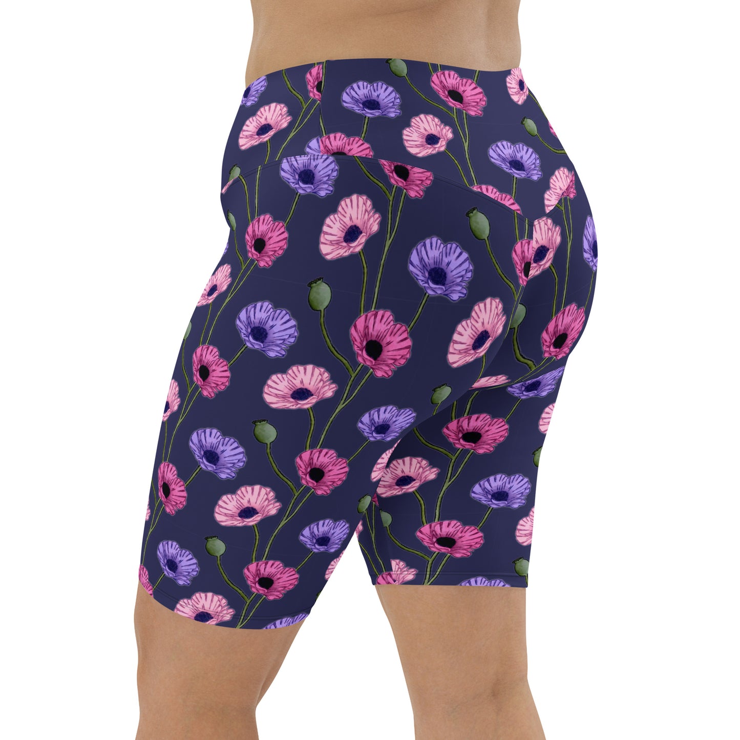 Painted Poppies Biker Shorts