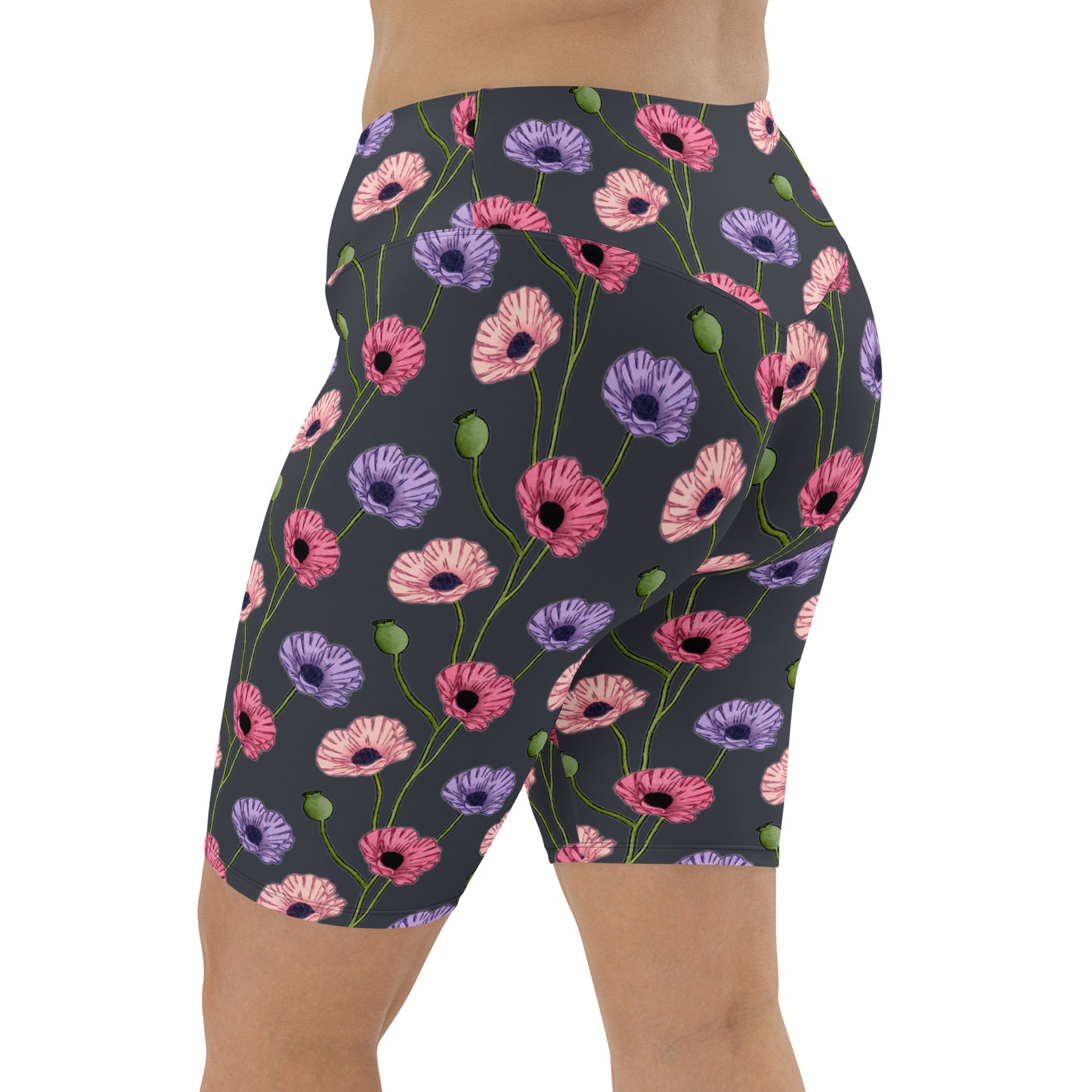 Painted Poppies Biker Shorts