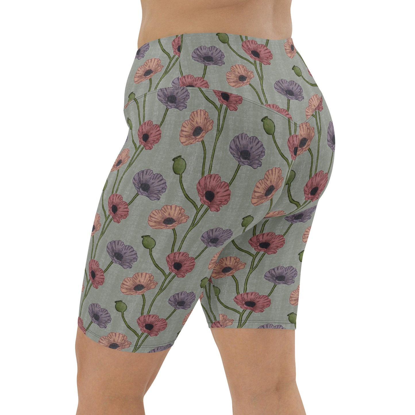 Painted Poppies Biker Shorts