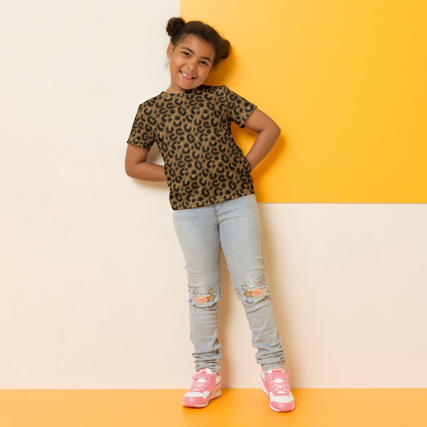 Leopard Luxe Kids crew neck t-shirt