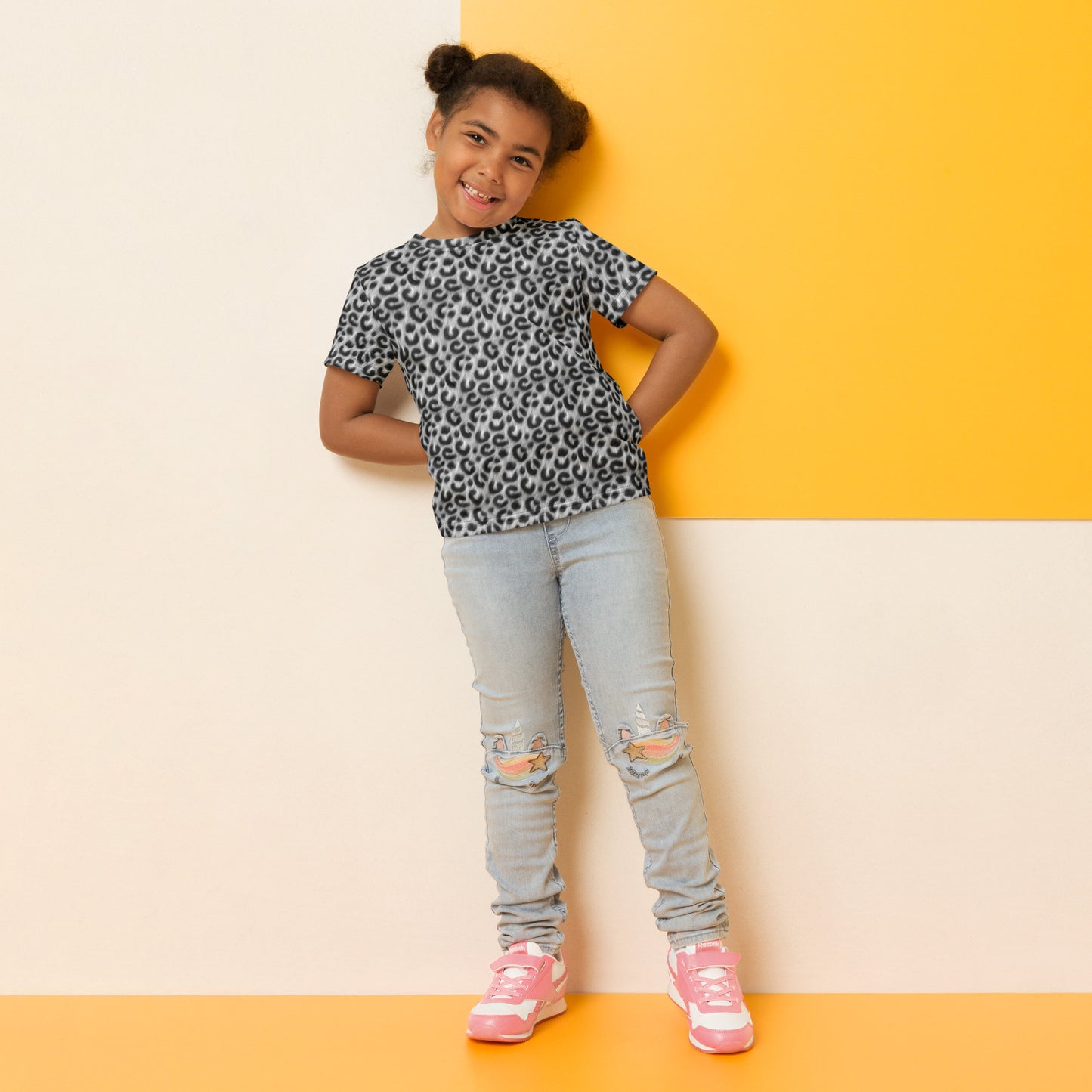 Leopard Luxe Kids crew neck t-shirt