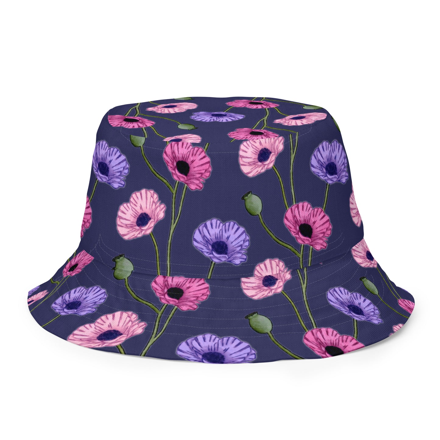 Painted Poppies Reversible bucket hat