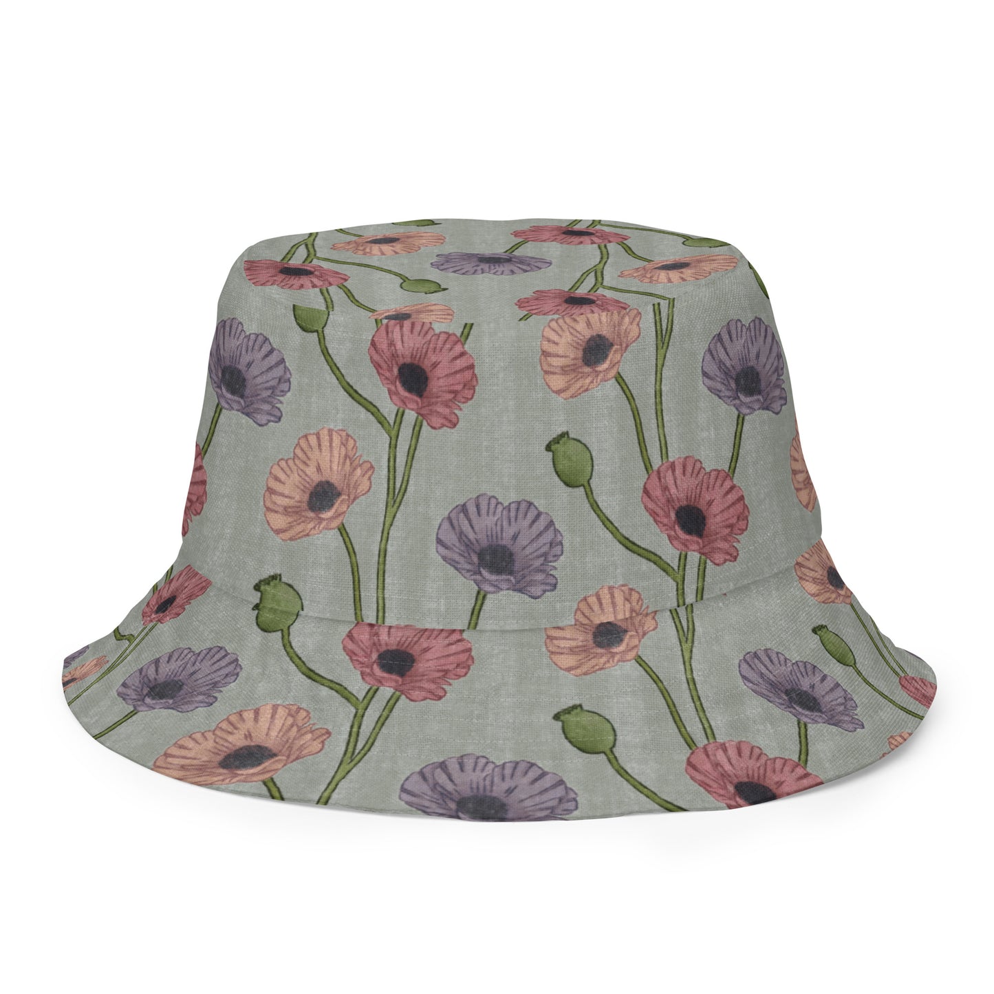 Painted Poppies Reversible bucket hat