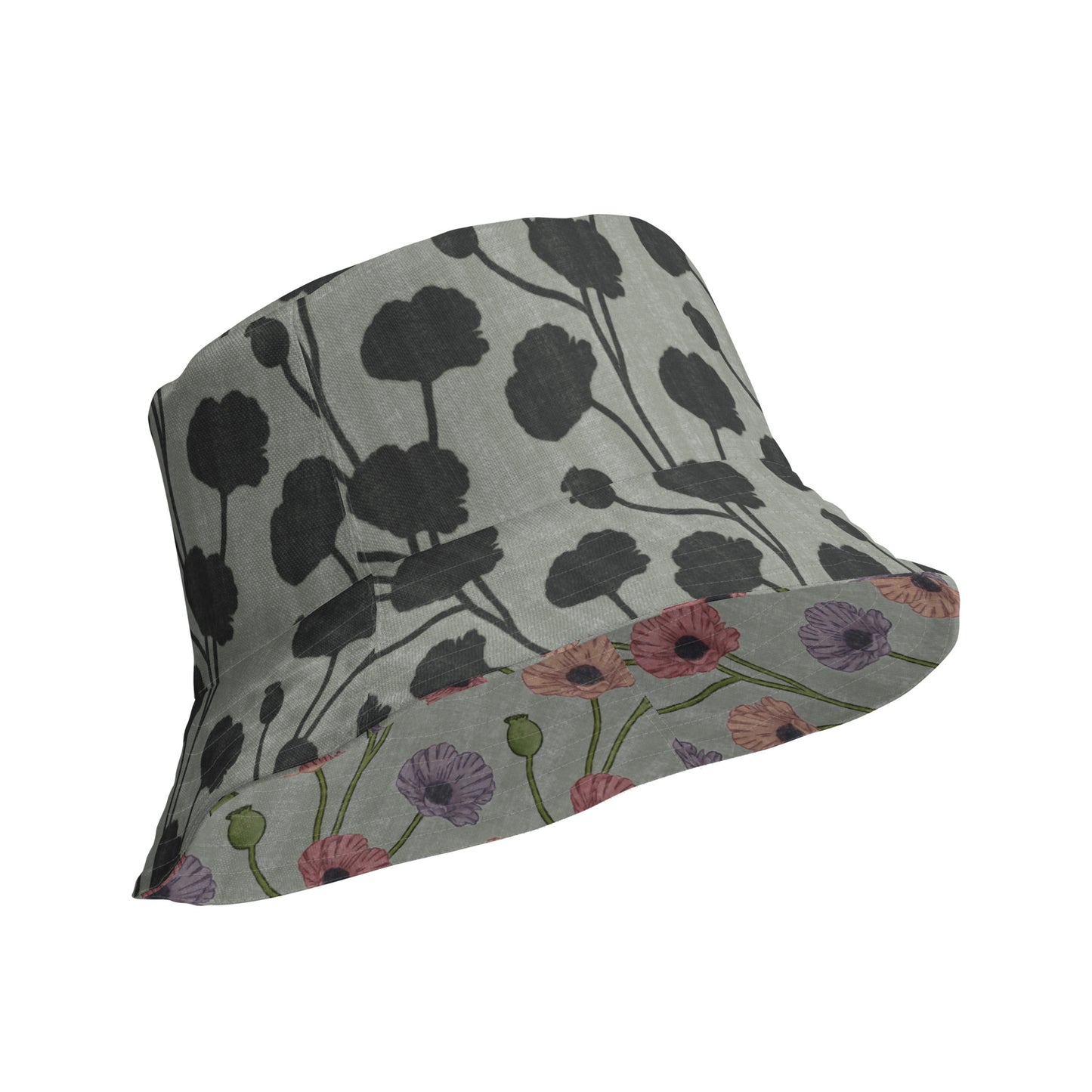 Painted Poppies Reversible bucket hat