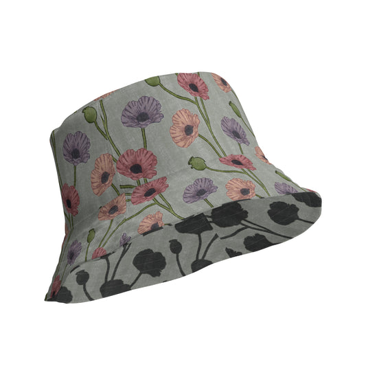 Painted Poppies Reversible bucket hat