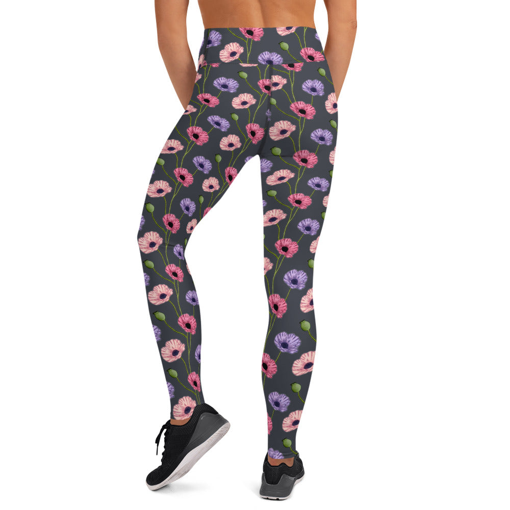 Painted Poppies Yoga Leggings