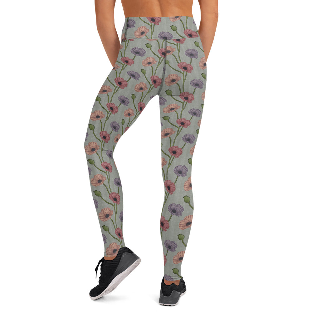 Painted Poppies Yoga Leggings