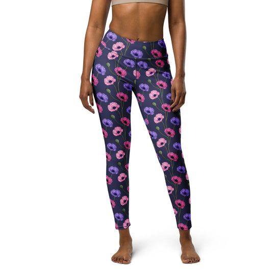 Painted Poppies Yoga Leggings